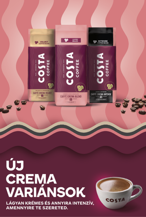 Új Crema kávékkal lép a magyar piacra a Costa Coffee